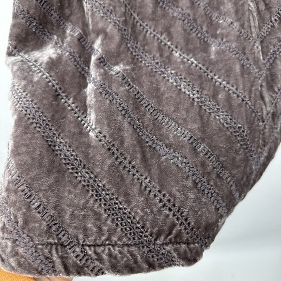 J Jill Gray Velvet Maxi Skirt sz 14 Embroidered Lagenlook BOHO Gray - Picture 5 of 11